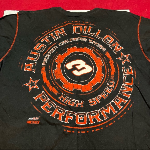 NASCAR Austin Dillon Black Double Sided Racing Rap Tee Y2K Stars Spellout Men XL - Picture 9 of 11